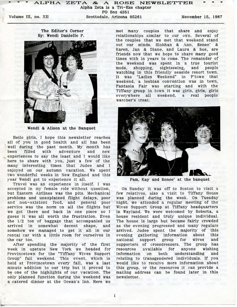 Download the full-sized PDF of Alpha Zeta & A Rose Newsletter Vol. 3 No. 12 (November 15, 1987)