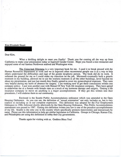 Download the full-sized image of Letter to Kim Elizabeth Stuart