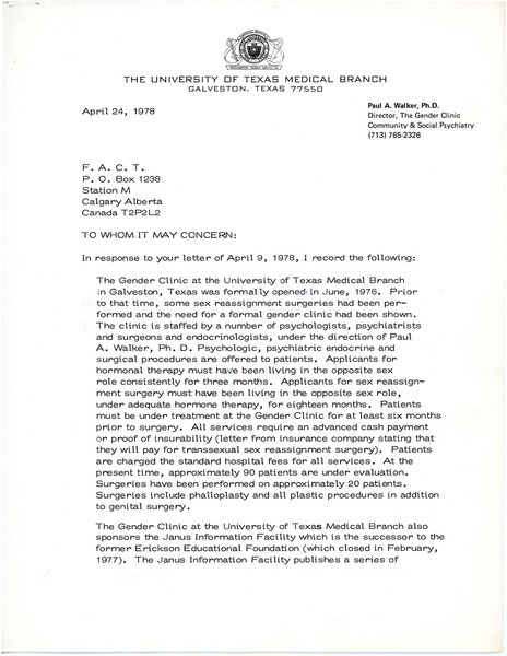 Download the full-sized image of Letter from Paul A. Walker to Rupert Raj (April 24, 1978)