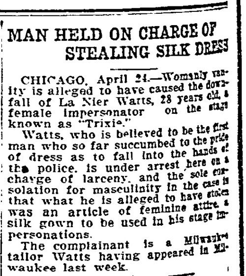 Download the full-sized image of Man Held on Charge of Stealing Silk Dress