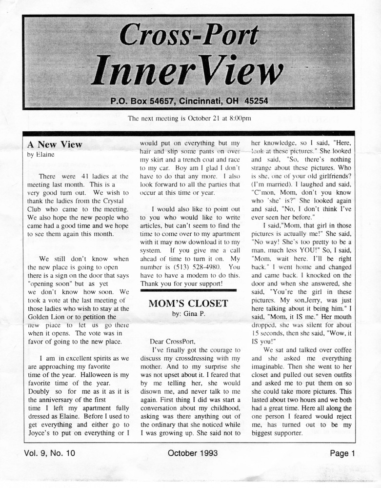 Download the full-sized PDF of Cross-Port InnerView, Vol. 9 No. 10 (October, 1993)