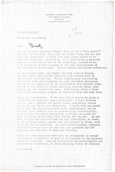 Download the full-sized image of Letter from Robert J. Oliver to Rupert Raj (1978)