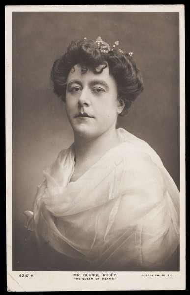 Download the full-sized image of George Robey in drag. Photographic postcard, 190-.