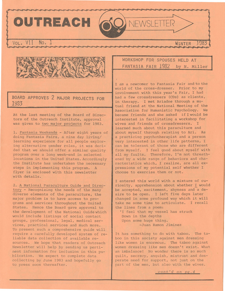 Download the full-sized PDF of The Outreach Newsletter Vol. 7 No. 1 (Winter 1983)