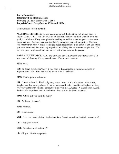 Download the full-sized image of Larry Buttwinick Interview Transcript
