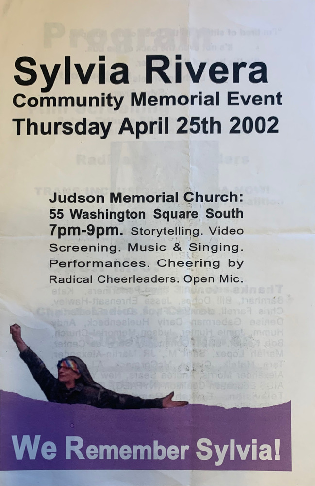 Download the full-sized PDF of Sylvia Rivera Community Memorial Event Program
