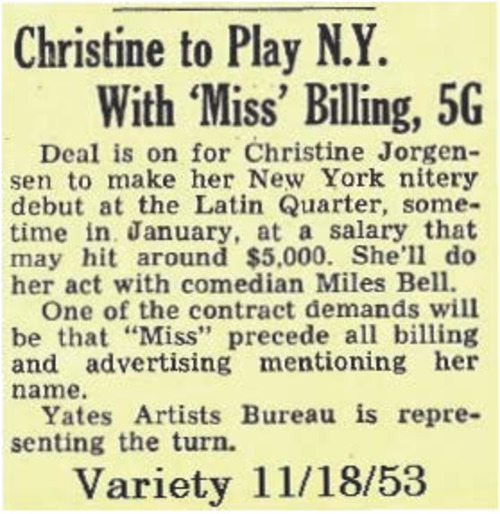 Download the full-sized image of Christine to Play N.Y. With 'Miss' Billing, 5G