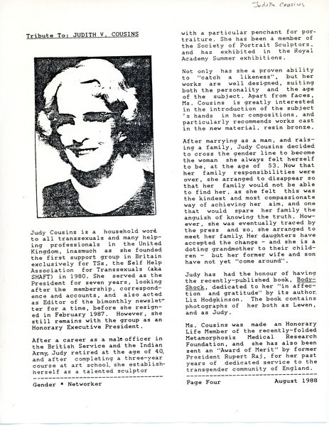 Download the full-sized image of Tribute to Judith V. Cousins (August, 1988)