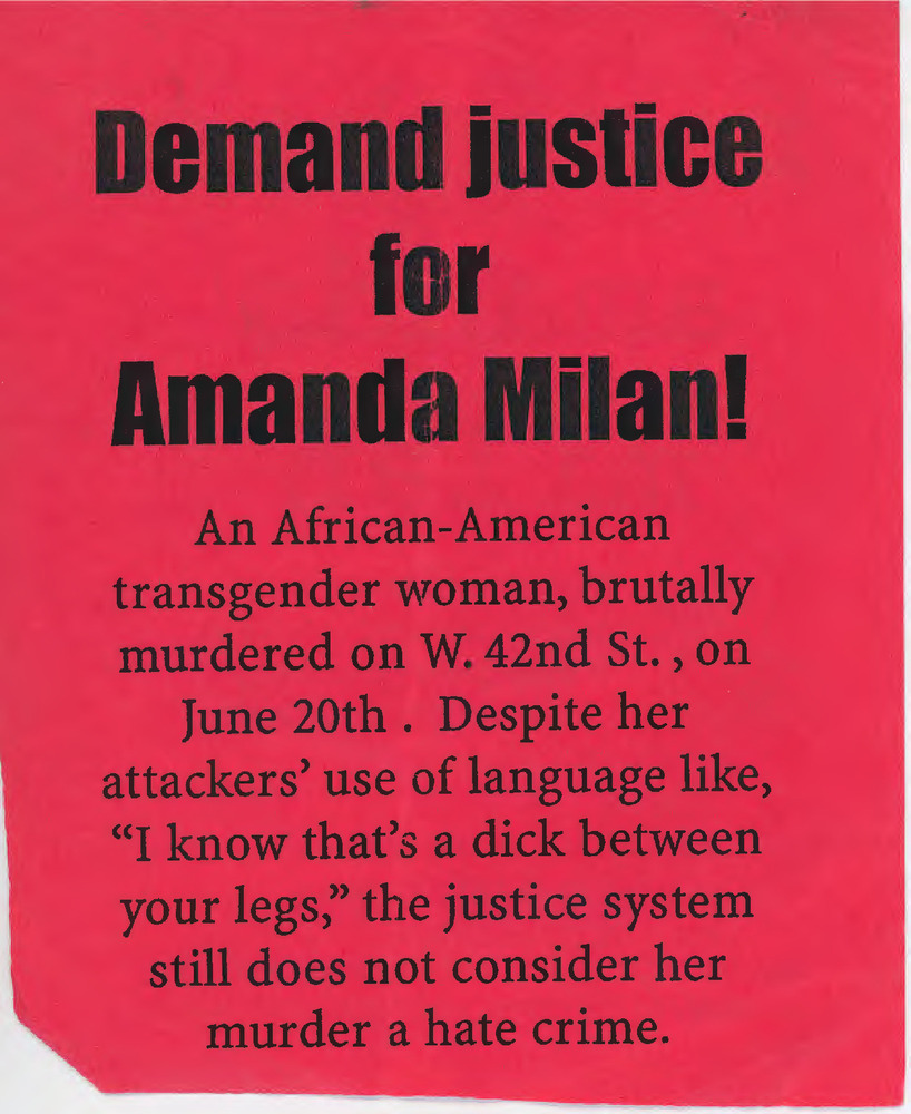 Download the full-sized PDF of Leaflet Demanding Justice for Amanda Milan