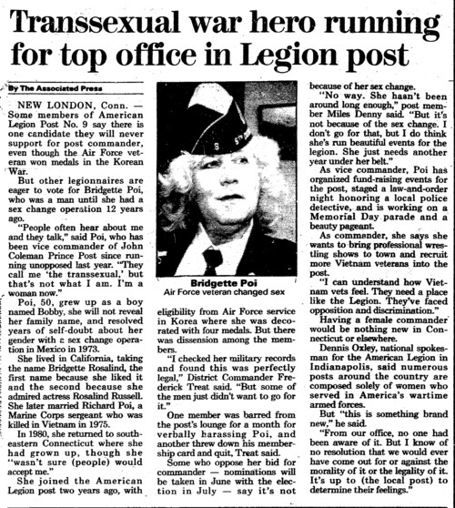 Download the full-sized image of Transsexual War Hero Running for Top Office in Legion Post