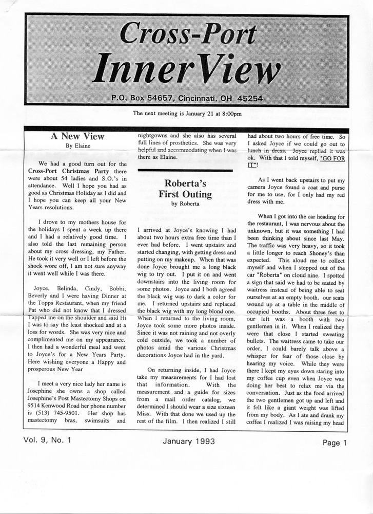 Download the full-sized PDF of Cross-Port InnerView, Vol. 9 No. 1 (January, 1993)