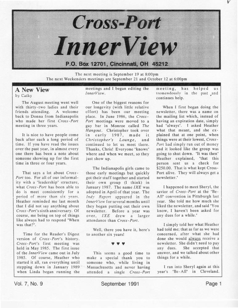 Download the full-sized PDF of Cross-Port InnerView, Vol. 7 No. 9 (September, 1991)