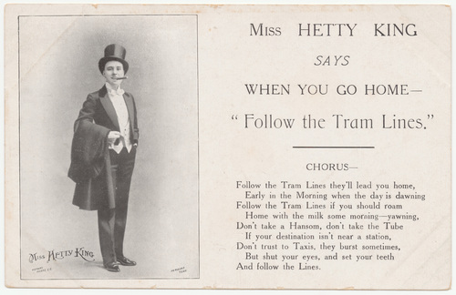 Download the full-sized image of Miss Hetty King says when you go home - follow the tram lines.