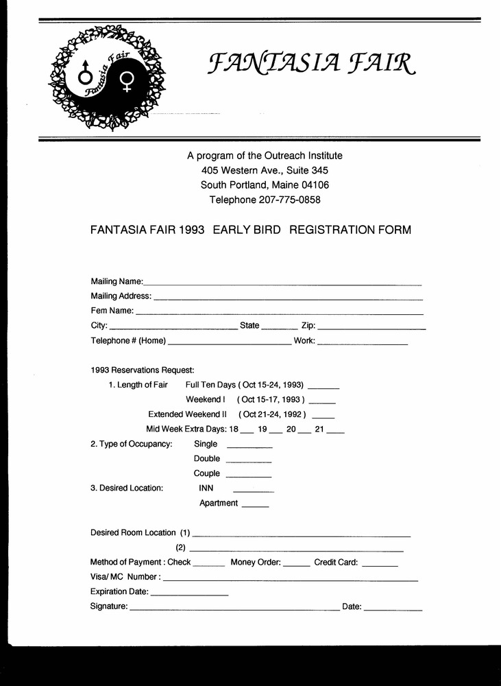 Download the full-sized PDF of Fantasia Fair 1993 Early Bird Registration Form