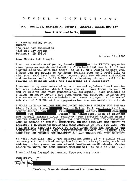 Download the full-sized image of Letter from Rupert Raj to Dr. H. Martin Malin (October 16, 1989)