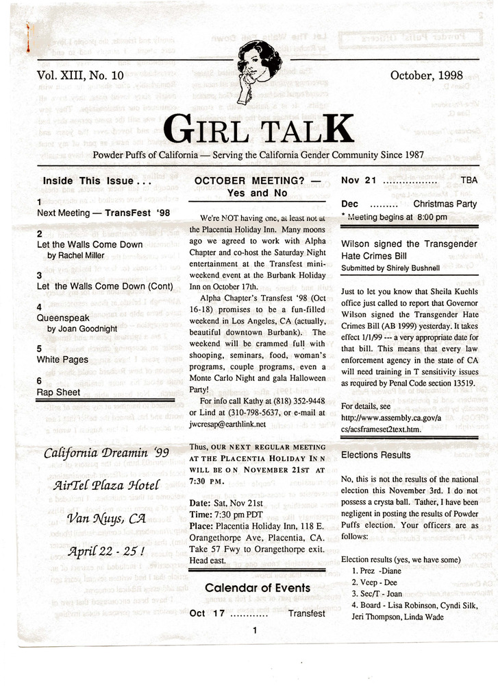 Download the full-sized PDF of Girl Talk, Vol. 13 No. 10 (October, 1998)