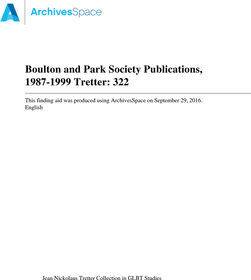 Download the full-sized PDF of Boulton and Park Society Publications, 1987-1999