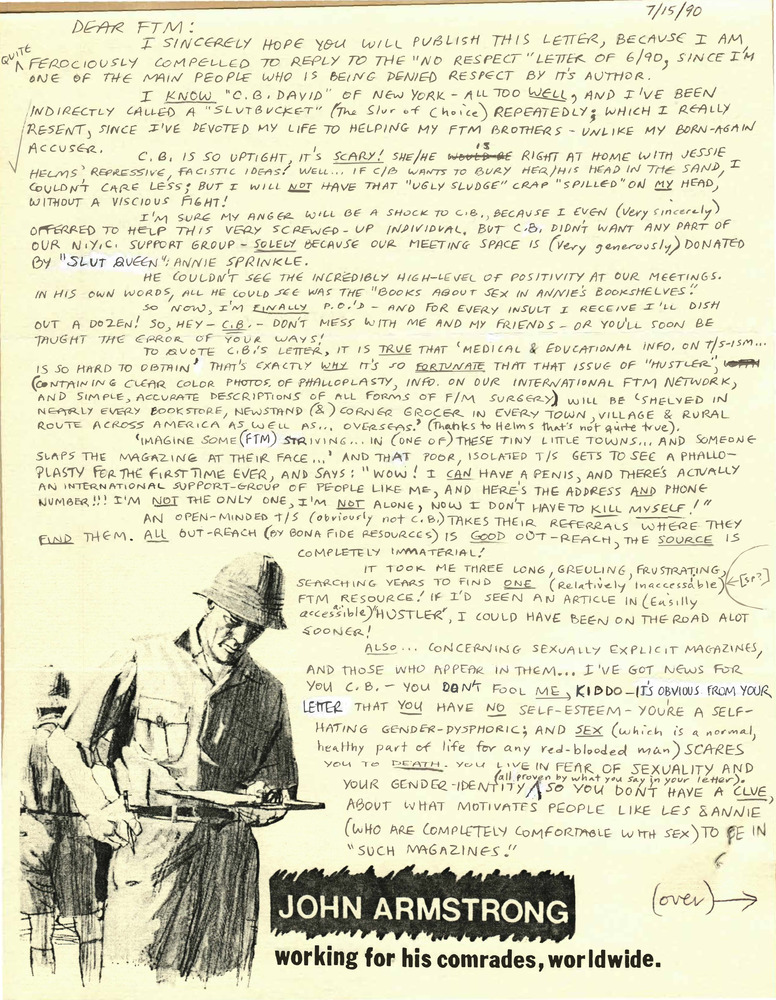 Download the full-sized PDF of Correspondence from John Armstrong to FTM (July 15, 1990)