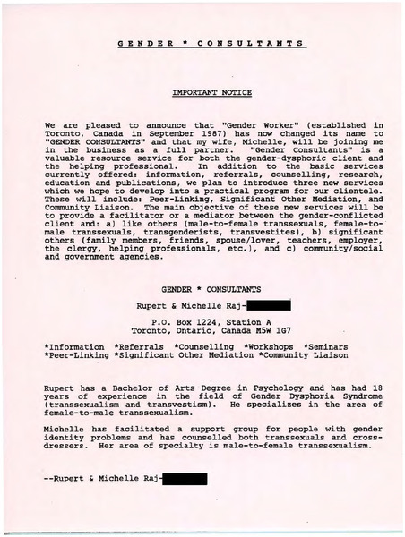 Download the full-sized image of Notice from Rupert Raj Regarding Gender Consultants