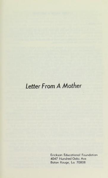 Download the full-sized image of Letter from a Mother
