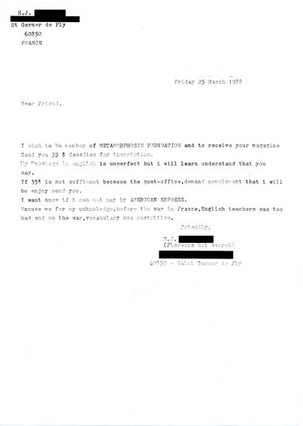 Download the full-sized image of Letter from H.J to Rupert Raj (March 25, 1988)