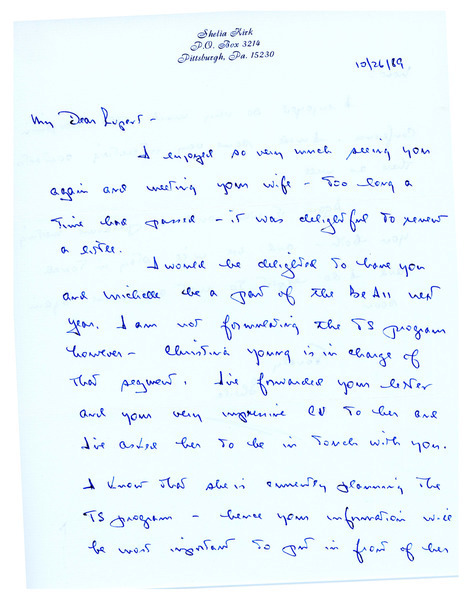 Download the full-sized image of Letter from Sheila Kirk to Rupert Raj (October 26, 1989)