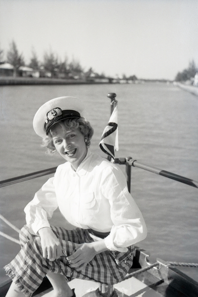 Download the full-sized image of Christine Jorgensen Sitting on a Boat
