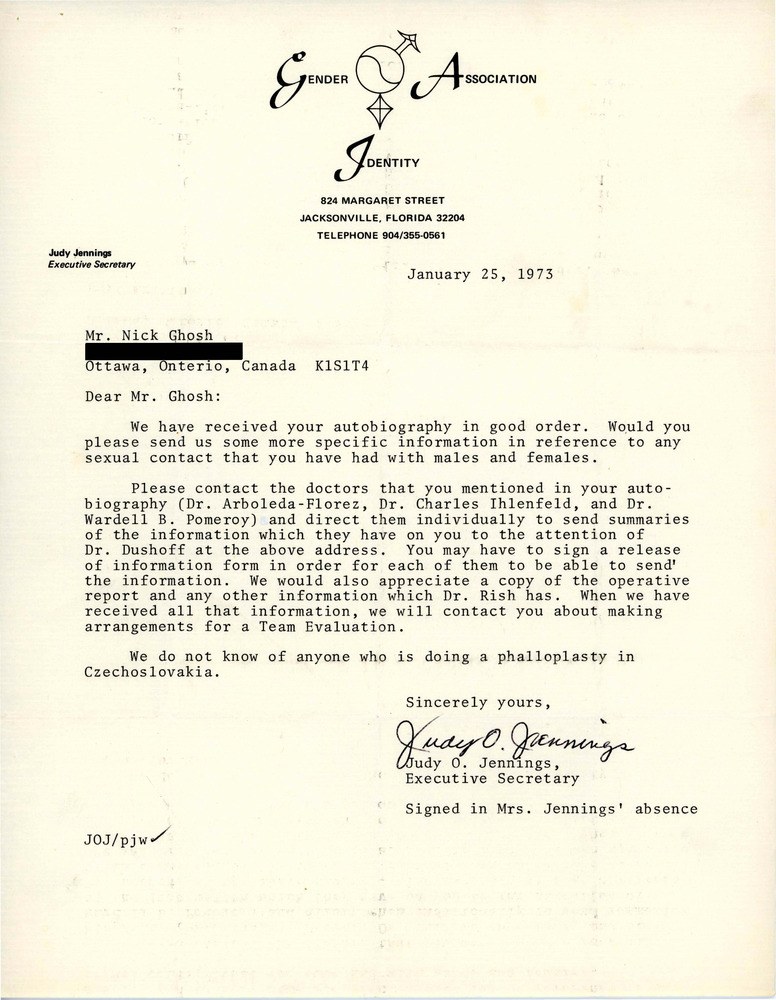 Download the full-sized PDF of Letter from Judy Jennings to Rupert Raj (January 25, 1973)