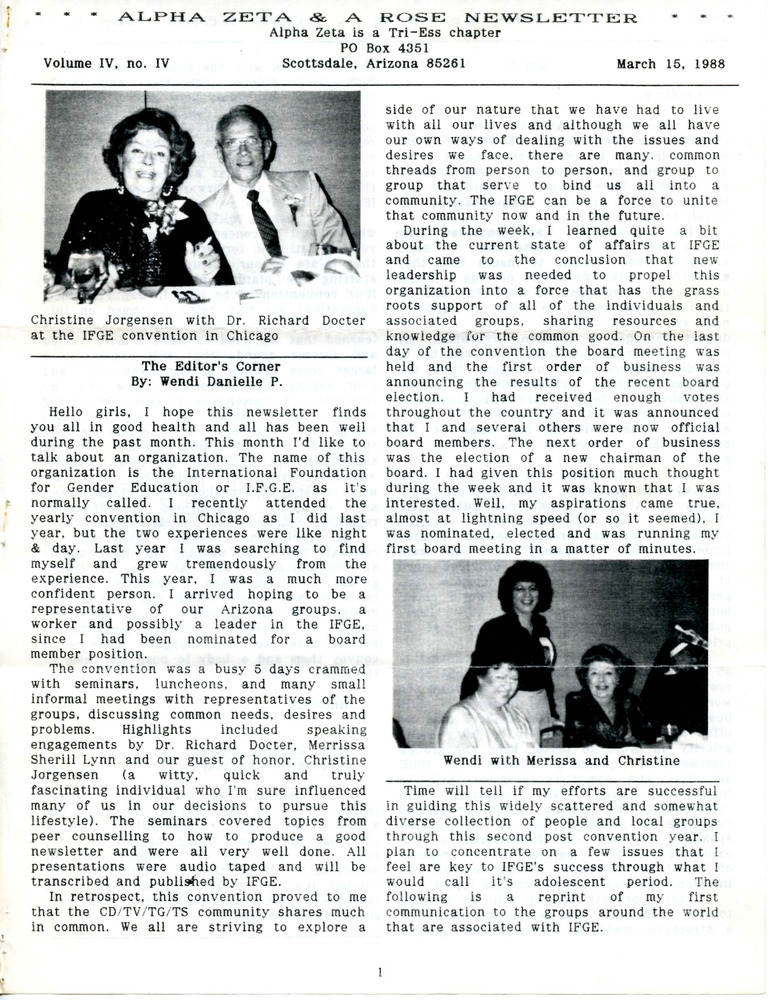 Download the full-sized PDF of Alpha Zeta & A Rose Newsletter Vol. 4 No. 4 (March 15, 1988)