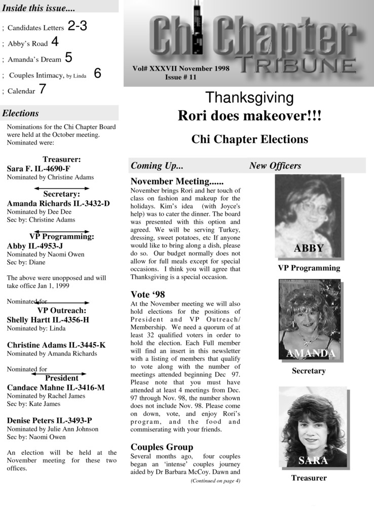 Download the full-sized PDF of Chi Chapter Tribune Vol. 37 Iss. 11 (November, 1998)