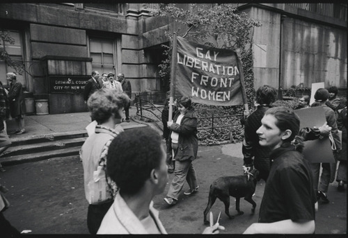 Download the full-sized image of Sylvia Rivera with Gay Liberation Front Demonstrators Holding a Banner at City Hall, New York