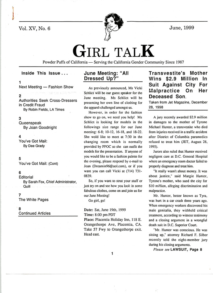 Download the full-sized PDF of Girl Talk, Vol. 15 No. 6 (June, 1999)