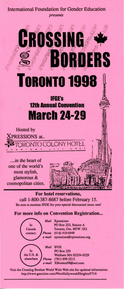 Download the full-sized PDF of Brochure for Crossing Borders Toronto 1998 (March 24-29)