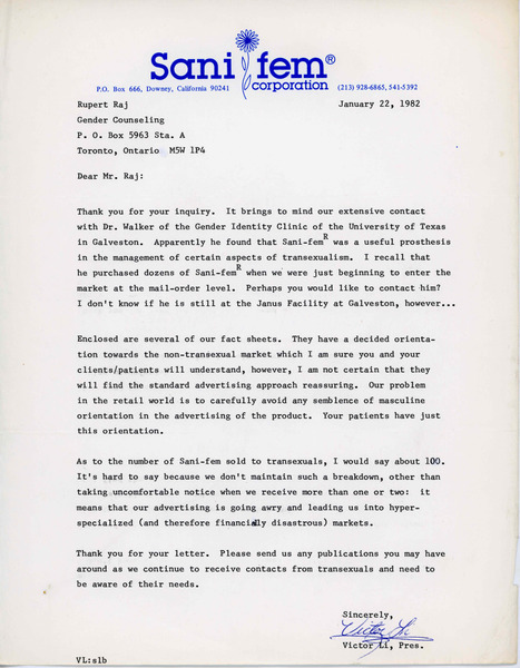 Download the full-sized image of Letter from Victor Li to Rupert Raj (January 22, 1982)