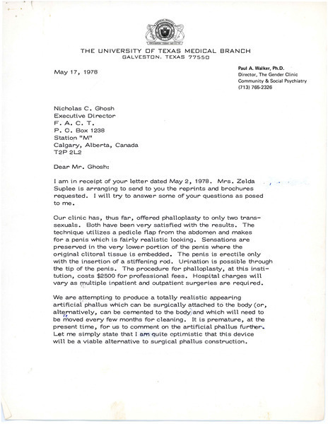 Download the full-sized image of Letter from Paul A. Walker to Rupert Raj (May 17, 1978)