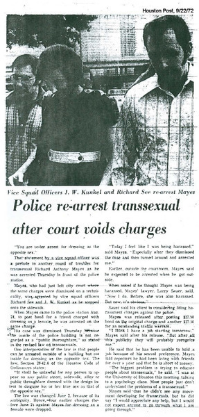 Download the full-sized image of Police Re-Arrest Transsexual after Court Voids Charges