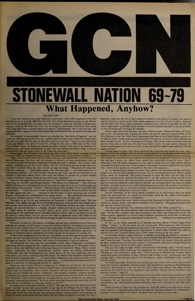 Download the full-sized PDF of GCN STONEWALL NATION 69~79: What Happened, Anyhow?