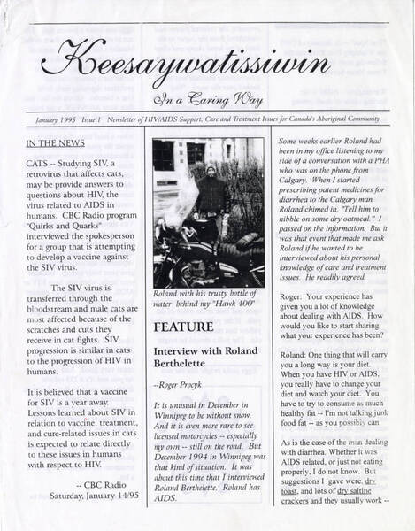 Download the full-sized image of Keesaywatissiwin: In a Caring Way Newsletter, Issue 1, January 1995
