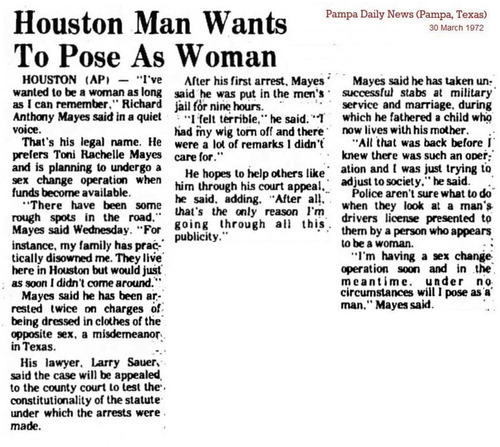 Download the full-sized image of Houston Man Wants to Pose as Woman